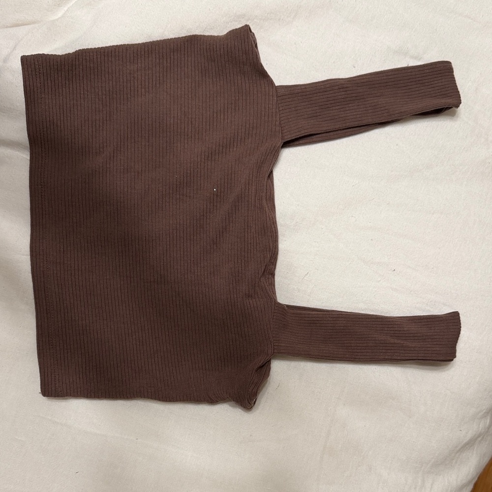 Free people Brown Ribbed crop top